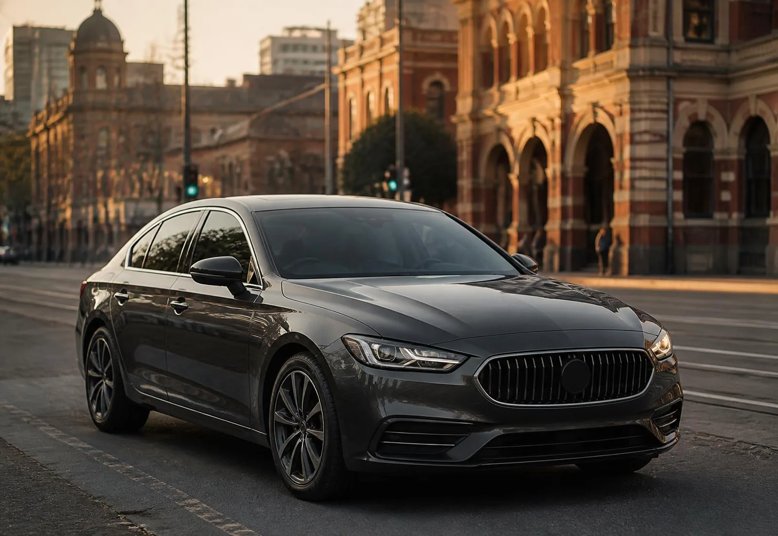 Executive sedan on Melbourne streets for pre-booked taxi rides